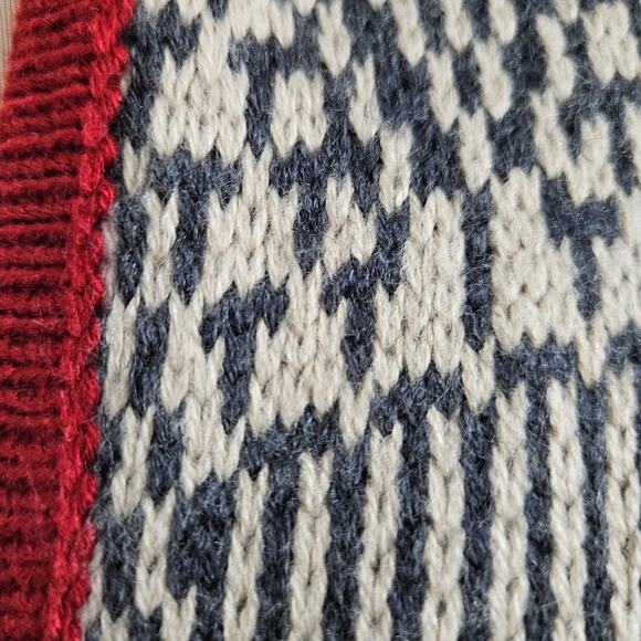 Tribekka 44 Sweater Gray White with Red Crushed Velvet Knit Cardi Size Small - Picture 7 of 10